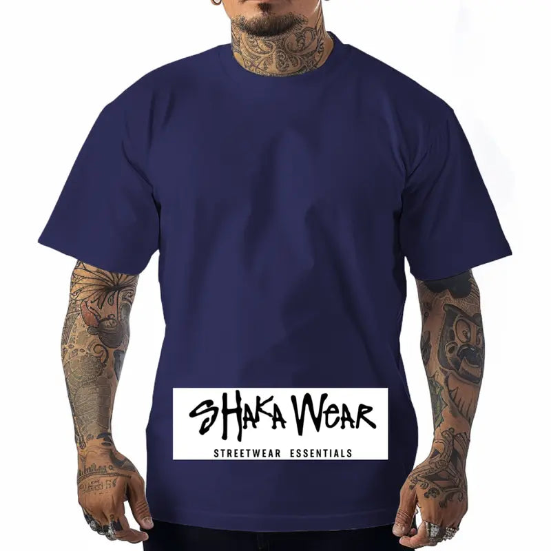 Shaka Wear Max Heavyweight T Shirt Cotton Crew Neck for Men T-Shirt shirts tall Casual Menswear Top Classic Suit Traditional Suit Traditional xl shaka Streetwear Crewneck