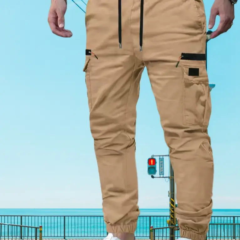 Men’s 3-Pack Polyester Cargo Pants - American Casual Straight-Leg Tapered Long Tactical Work Pants, Outdoor-Ready Fit with Zipper Pockets, All Seasons Basic Look for Commuting, Holiday Gift for Outdoor Enthusiasts