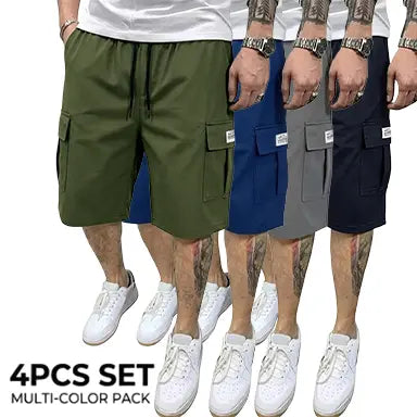 Men’s shorts set — brown/black/dark navy blue/green — slanted cargo pockets — versatile casual wear — everyday use — men’s cargo shorts Beige,father'sdaygifts