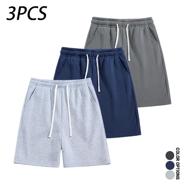 Pack of 4 men’s summer casual shorts featuring a drawstring elastic waistband, skin-friendly and breathable fabric, and a loose fit for everyday wear, leisure activities, sports, and fitness.summervibes