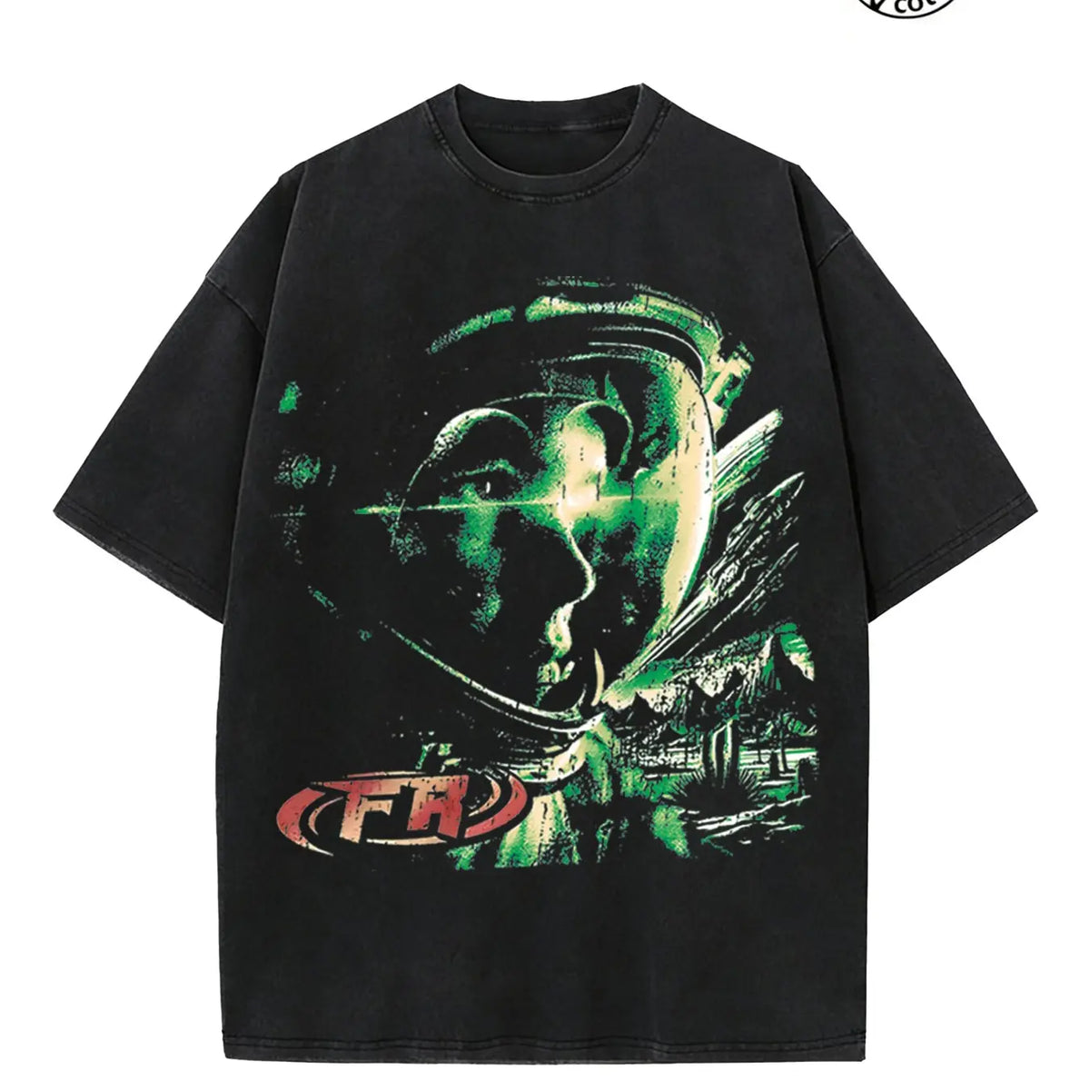 Out of This World Slogan Astronaut Pattern Cyberpunk Space Short Sleeve T-Shirt, Dark Punk Y2K Style, Unisex Streetwear Fashion