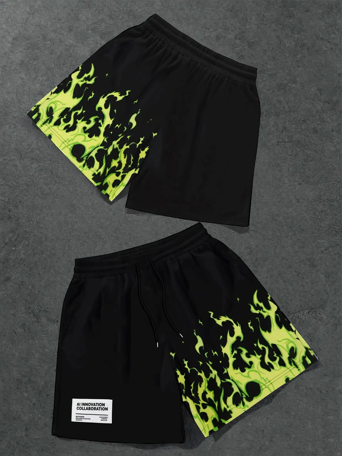 Men's Fashion Streetwear Activewear Printed Shorts, Creative Flame Print Pattern, Comfortable Versatile Shorts, Essential for Shopping and Styling, Graphic Shorts