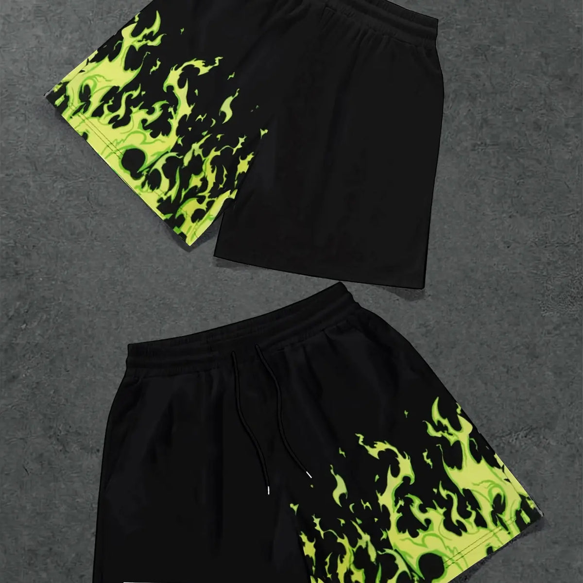 Men's Fashion Streetwear Activewear Printed Shorts, Creative Flame Print Pattern, Comfortable Versatile Shorts, Essential for Shopping and Styling, Graphic Shorts