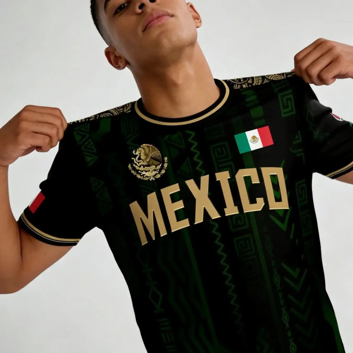 Men's Summer Short Sleeve T-Shirt Mexican Tourism Cultural Souvenir, Country Graphic Tee, Dark Pattern Round Neck, Outdoor Casual Fashion Print