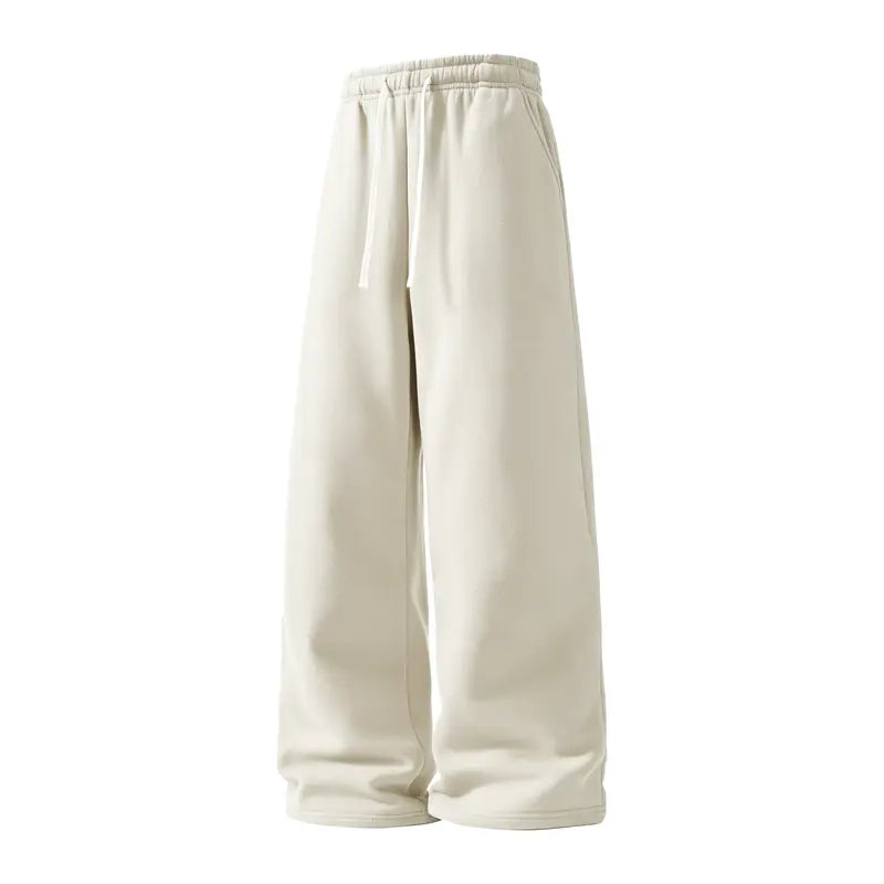 Men’s 2-Pack Baggy Sweatpants - Mid-Waist Plain Casual Straight-Leg Menswear Pants with Drawstring Waist, Comfortable, Stretchable, Breathable, Ideal for Loungewear, Travel