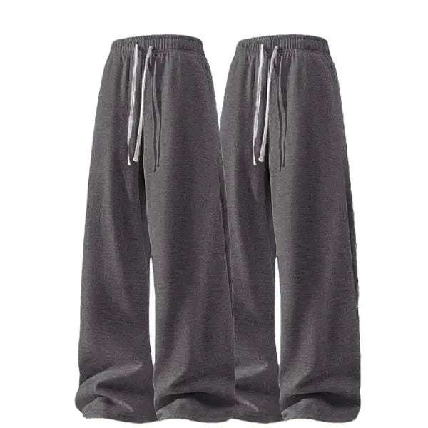 Men's 3-Pair Plain Joggers - 100% Polyester Lightweight Loose Straight Sweatpants, Drawstring, Side Pockets, Soft, Light Grey/Black/Dark Grey, 4-Season Comfort, Menswear for Sports, Gym, Casual Use, Grey Sweatpants