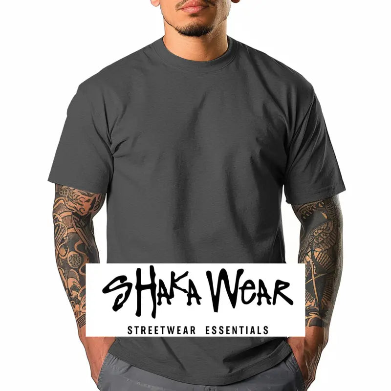 Shaka Wear Max Heavyweight T Shirt Cotton Crew Neck for Men T-Shirt shirts tall Casual Menswear Top Classic Suit Traditional Suit Traditional xl shaka Streetwear Crewneck