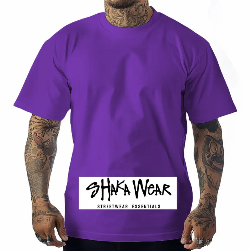 Shaka Wear Max Heavyweight T Shirt Cotton Crew Neck for Men T-Shirt shirts tall Casual Menswear Top Classic Suit Traditional Suit Traditional xl shaka Streetwear Crewneck
