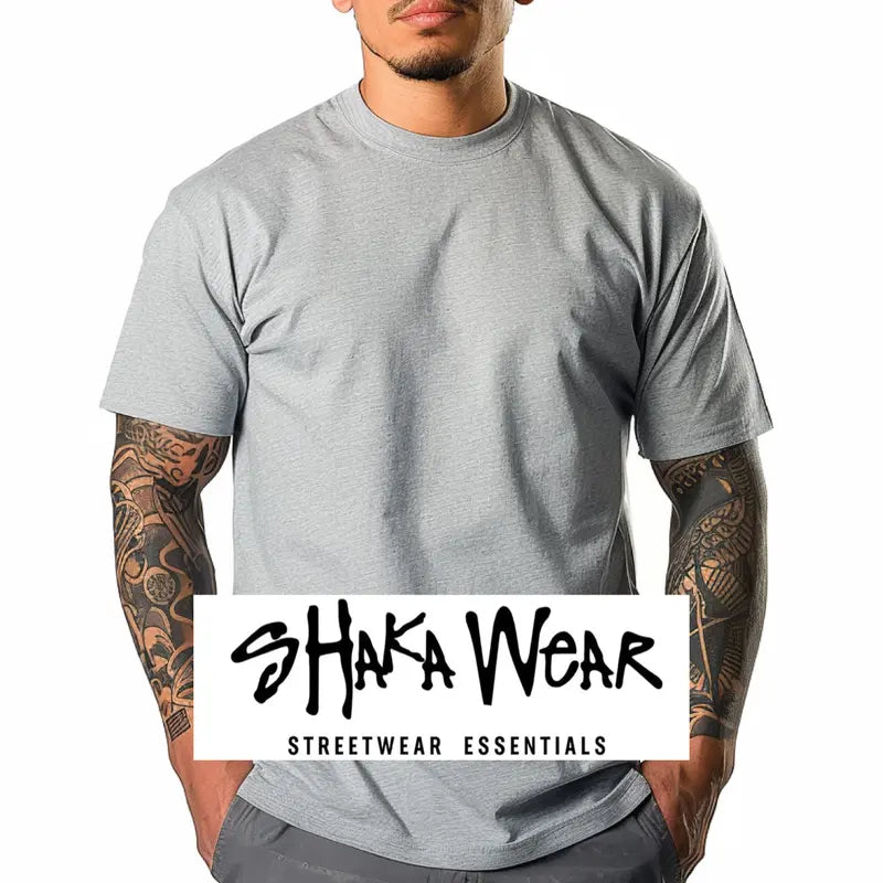 Shaka Wear Max Heavyweight T Shirt Cotton Crew Neck for Men T-Shirt shirts tall Casual Menswear Top Classic Suit Traditional Suit Traditional xl shaka Streetwear Crewneck