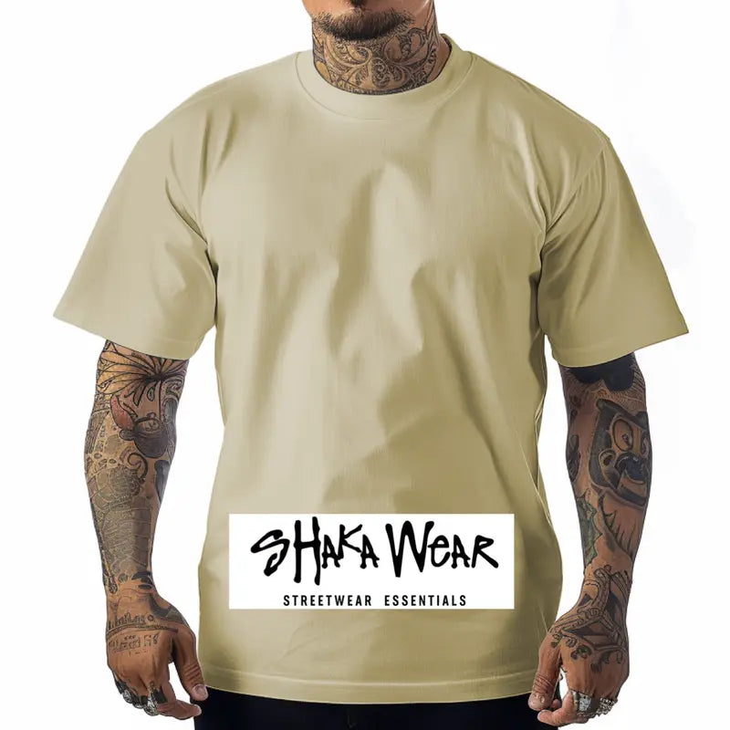 Shaka Wear Max Heavyweight T Shirt Cotton Crew Neck for Men T-Shirt shirts tall Casual Menswear Top Classic Suit Traditional Suit Traditional xl shaka Streetwear Crewneck