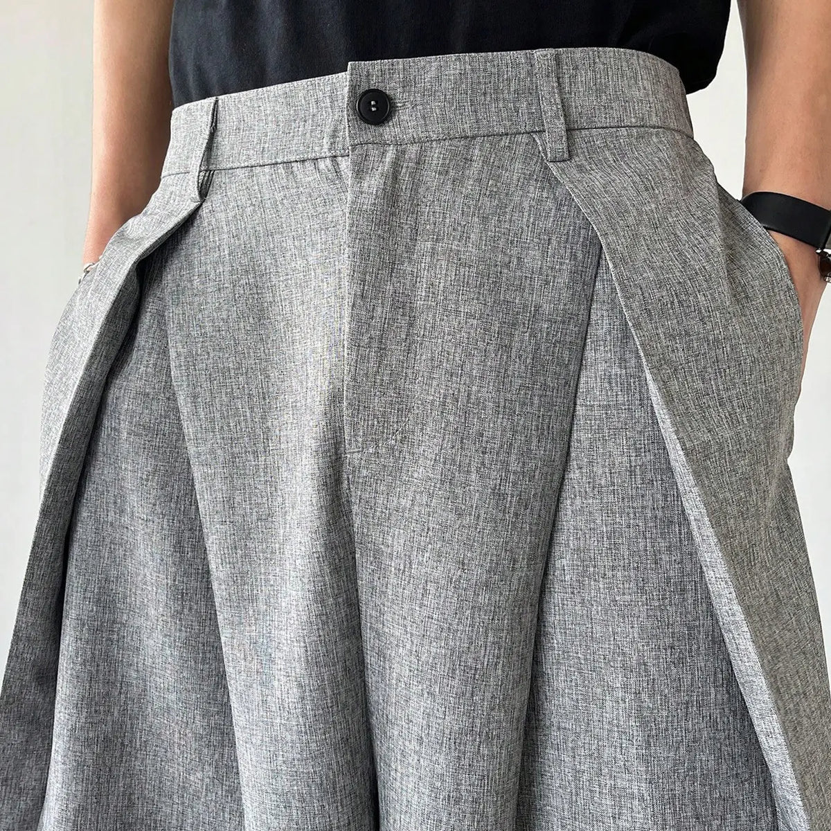 Unisex Casual Loose Oversized Wide Leg Pants, High Waisted Drop Crotch Pleated Design, Streetwear, Street Style & Commuter Wear, Versatile Long Trousers Drape, Menswear, Casual Wear Bottoms, Loose Fit Pants