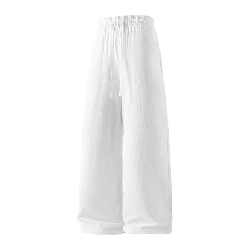 Men's 2-Pack Casual Linen-Cotton Blend Drawstring Pants, Baggy Fit, Lightweight, Anti-Wrinkle, Non-See-Through Menswear Trousers