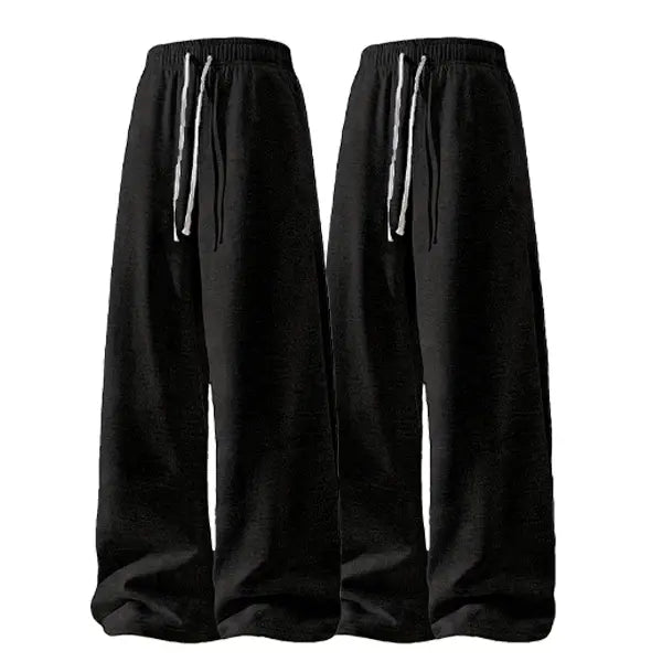 Men's 3-Pair Plain Joggers - 100% Polyester Lightweight Loose Straight Sweatpants, Drawstring, Side Pockets, Soft, Light Grey/Black/Dark Grey, 4-Season Comfort, Menswear for Sports, Gym, Casual Use, Grey Sweatpants
