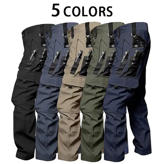 Men's durable outdoor training pants, men's multi-pocket work pants, men's solid color and printed pocket zipper waterproof tactical cargo pants without belt, regular fit sports pocket durable autumn pants. Casual Street Trousers，Size Up for a Looser Fit