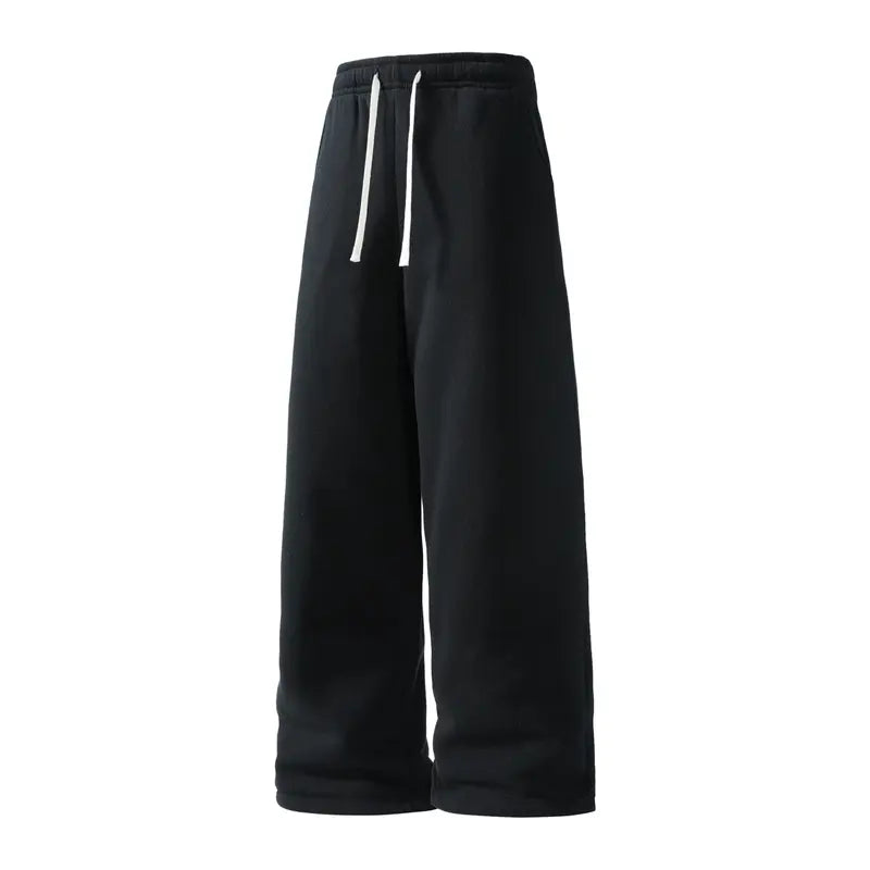 Men’s 2-Pack Baggy Sweatpants - Mid-Waist Plain Casual Straight-Leg Menswear Pants with Drawstring Waist, Comfortable, Stretchable, Breathable, Ideal for Loungewear, Travel