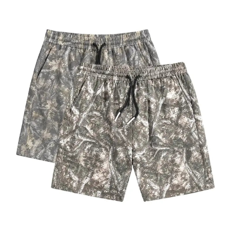 Men's H-Type Woven Casual Straight Shorts - Bold Digital Art Print, Stylish Street-Style Design, Elastic Waistband with Drawstring, Elastic Waist Moves with You, Summer-Ready Menswear