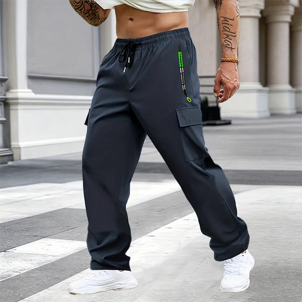 Men's Multi-Pack Cargo Work Pants - Lightweight Stretch Waist Activewear with Multiple Pockets, Comfortable Fit Casual Athletic Men's Wear, Plain Outdoor to Office Menswear