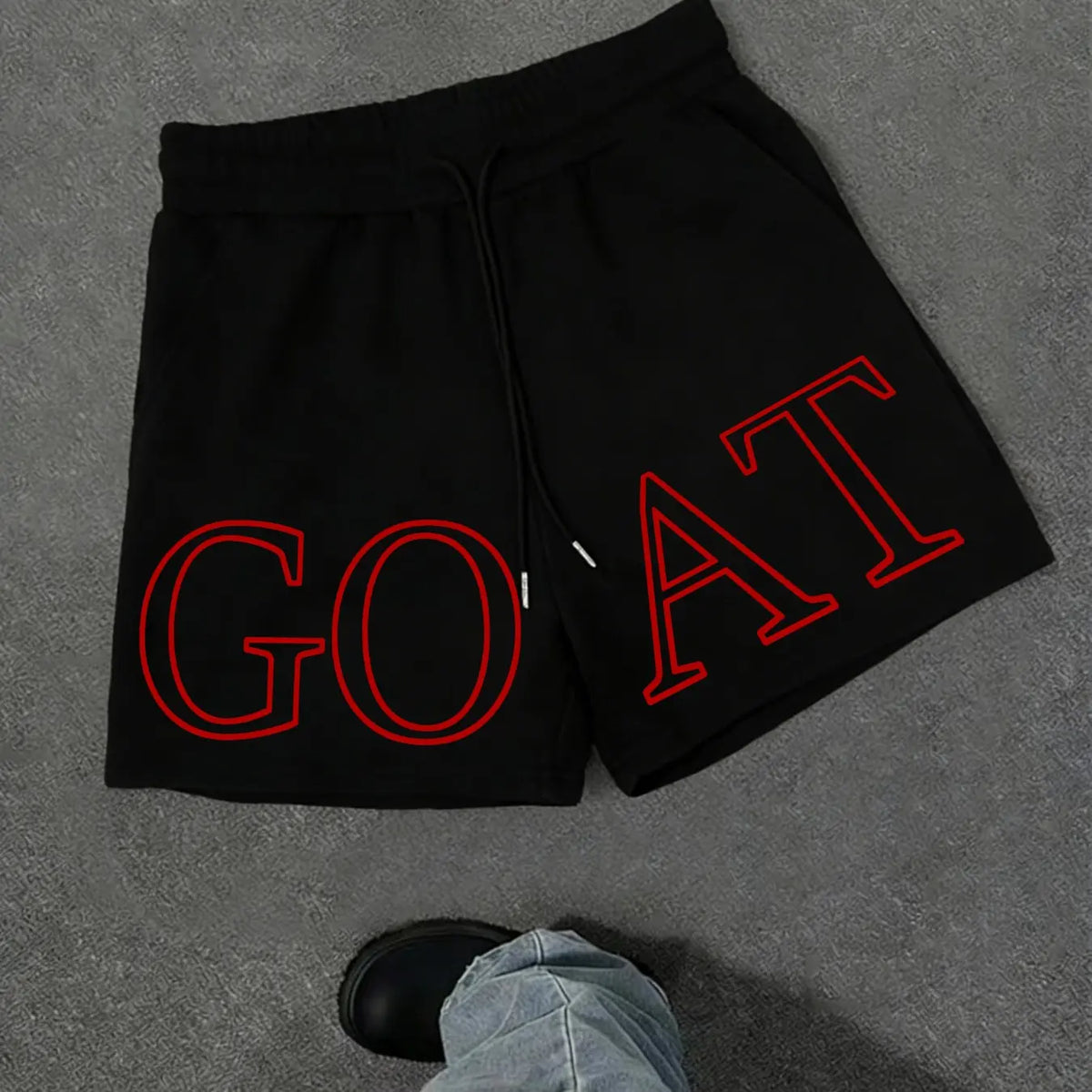 Goat Letter Print Shorts, Summer Essential, Simple and Elegant, Boston Letter Print Shorts, Casual Fitted Style, Athleisure Shorts