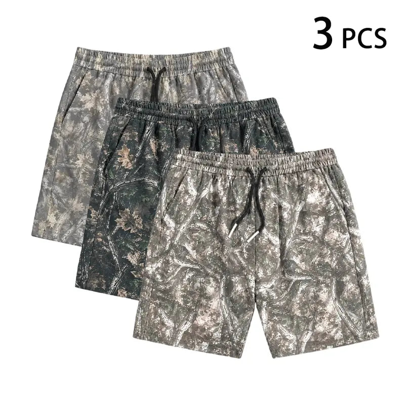 Men's H-Type Woven Casual Straight Shorts - Bold Digital Art Print, Stylish Street-Style Design, Elastic Waistband with Drawstring, Elastic Waist Moves with You, Summer-Ready Menswear