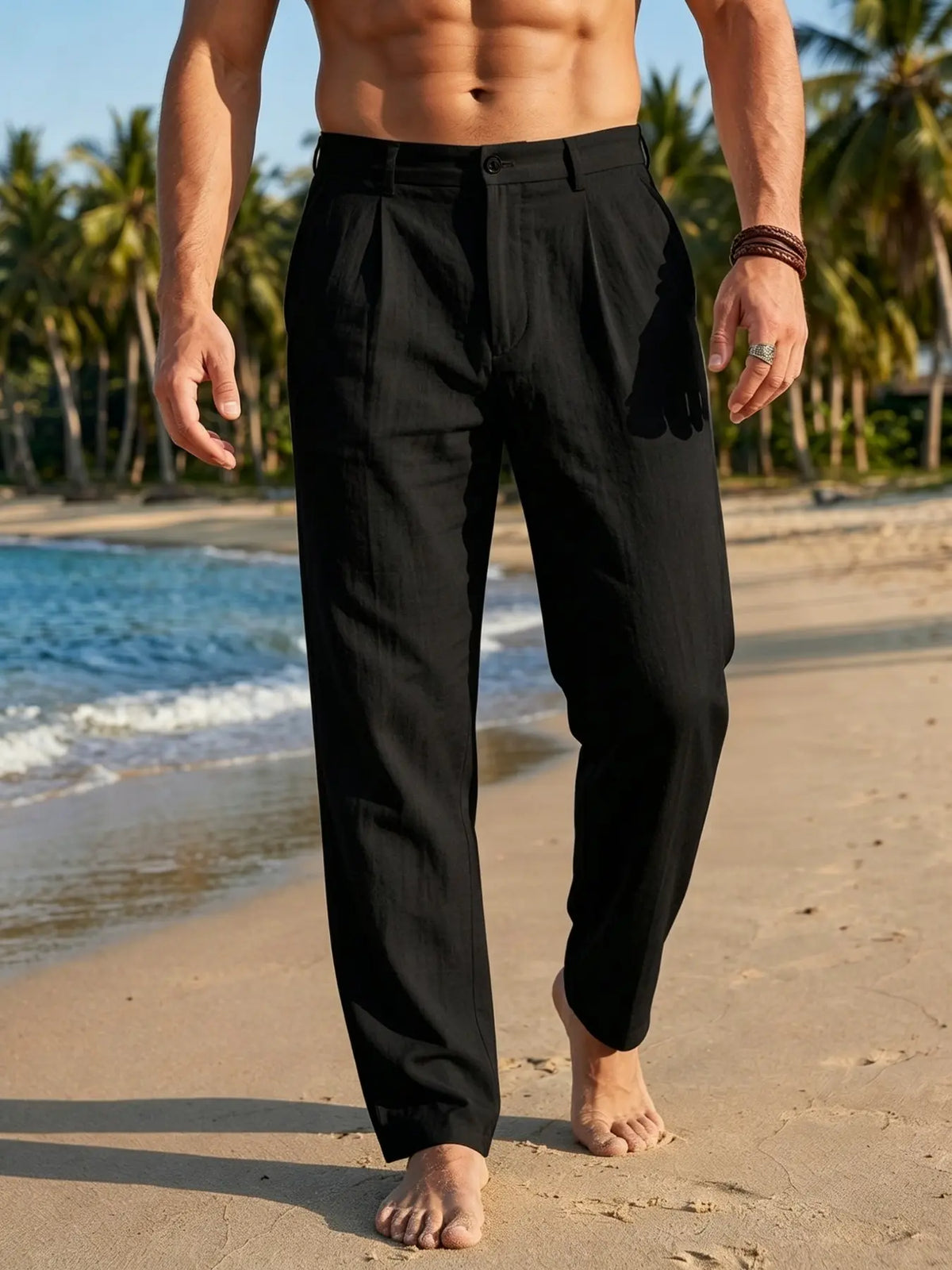 Men's Linen Gurkha Trousers, Neapolitan Loose Straight-leg Pants, Classy Casual Trousers, Casual Minimalist Trousers, Versatile for Business Commute, Daily Casual & Smart Casual Occasions, Commuting Bottoms