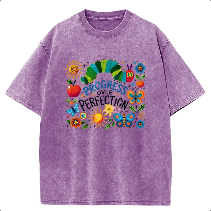 Holafish 2026 Pure Cotton Crewneck Oversized "The caterpillar" Printed Acid Wash T-Shirt Retro Graphic Printed Unisex Fashion Tees Deals For You Days Summer Deals For You Days