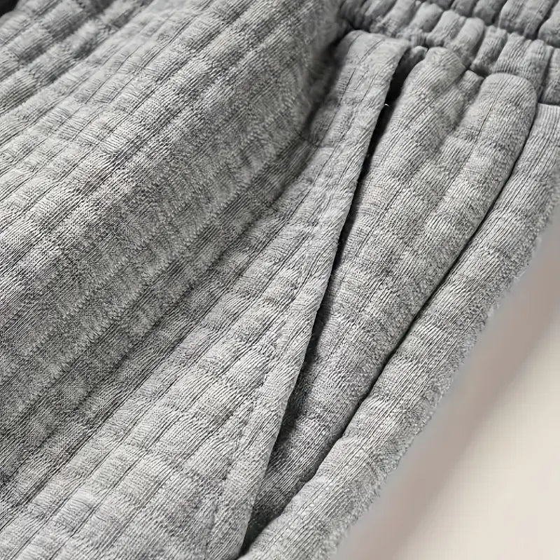 Men’s Plus-Size Knitted Waffle Shorts - Menswear Bottoms with Elastic Drawstring Waist, Stretchy Breathable Soft Fabric, Plain Gray Plus Size Clothes Clothing for Summer Casual Driving OOTD