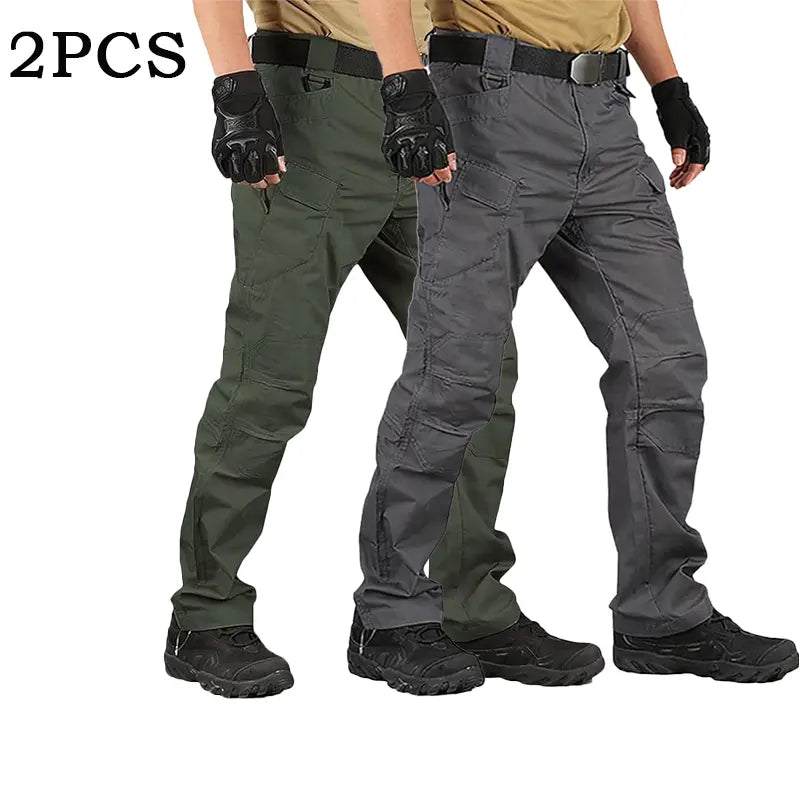 HOMUG Men's 2-Pack Lightweight Cargo Pants – Sturdy and durable, featuring large-capacity zippered pockets and straight leg openings. Available in multiple colors, they are ideal for spring and summer wear.