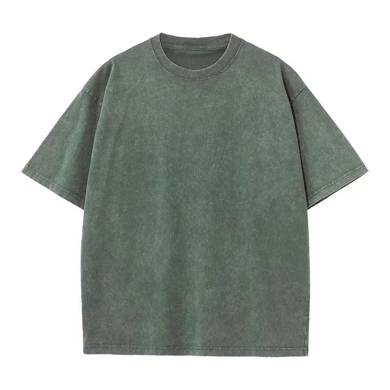 Men's 4-Pack Baggy Oversized Heavyweight Acid Wash Cotton Short-Sleeve Classic Crew Neck Tees - Loose-Fit, Breathable Cotton Keeps Workouts Cool, Built for Gym Street Lounge, Easy-Care Tops (Black, Coffee, Grey)