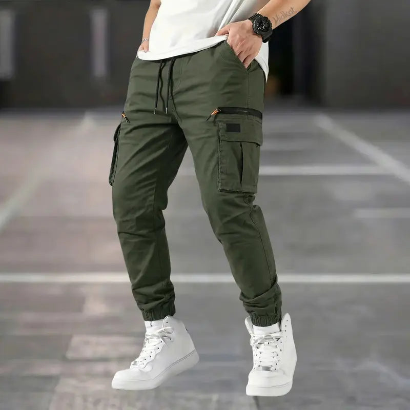 Men’s 3-Pack Polyester Cargo Pants - American Casual Straight-Leg Tapered Long Tactical Work Pants, Outdoor-Ready Fit with Zipper Pockets, All Seasons Basic Look for Commuting, Holiday Gift for Outdoor Enthusiasts