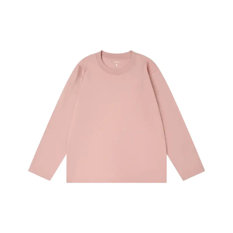 MIDMX Unisex Retro 100% Pure Cotton Heavyweight Plant-Dyed Long Sleeve Crewneck T-Shirt, Loose Fit Basic Top for Women’s Casual Streetwear, 2000S Vintage Style
