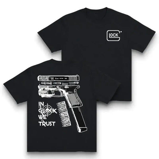 Unisex Short-Sleeve Crew Neck T-Shirt - Sports Top with Bold Graphics Print, Glock Gun Culture Art, Animal Print, Machine-Washable, Fitted, Cool Birthday Gifts for Guys
