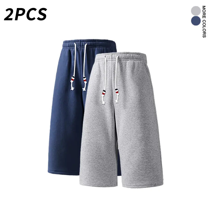 SPEEALER Men’s 4PCS Baggy Oversized Loose-Fit Mid-Length Long Sweat Shorts, 7/8 Length, Drawstring Elastic Waist, Casual Bottoms