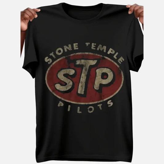Men Vintage Rock Band‑Inspired Graphic Tee, Loose Relaxed Cut Breathable Cotton Short Sleeve T‑Shirt, Casual Streetwear Top For All‑Season Daily Wear