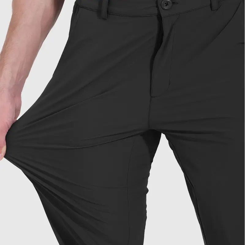 [CLEARANCE] GOPUNE Mens Fashion 4-Way Stretch Golf Pants Lightweight Quick-Dry Casual Work Pant with 3 Pockets Springtok Menswear Trouser Beige Plain Super Thinner Workwear
