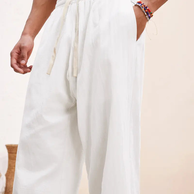 DealsForYouDays Beach Outfits Vacation Basic Woven Casual Surfing Seaside Beach Fit Linen Pants Beachwear