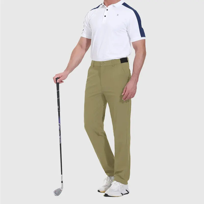 [CLEARANCE] GOPUNE Mens Fashion 4-Way Stretch Golf Pants Lightweight Quick-Dry Casual Work Pant with 3 Pockets Springtok Menswear Trouser Beige Plain Super Thinner Workwear