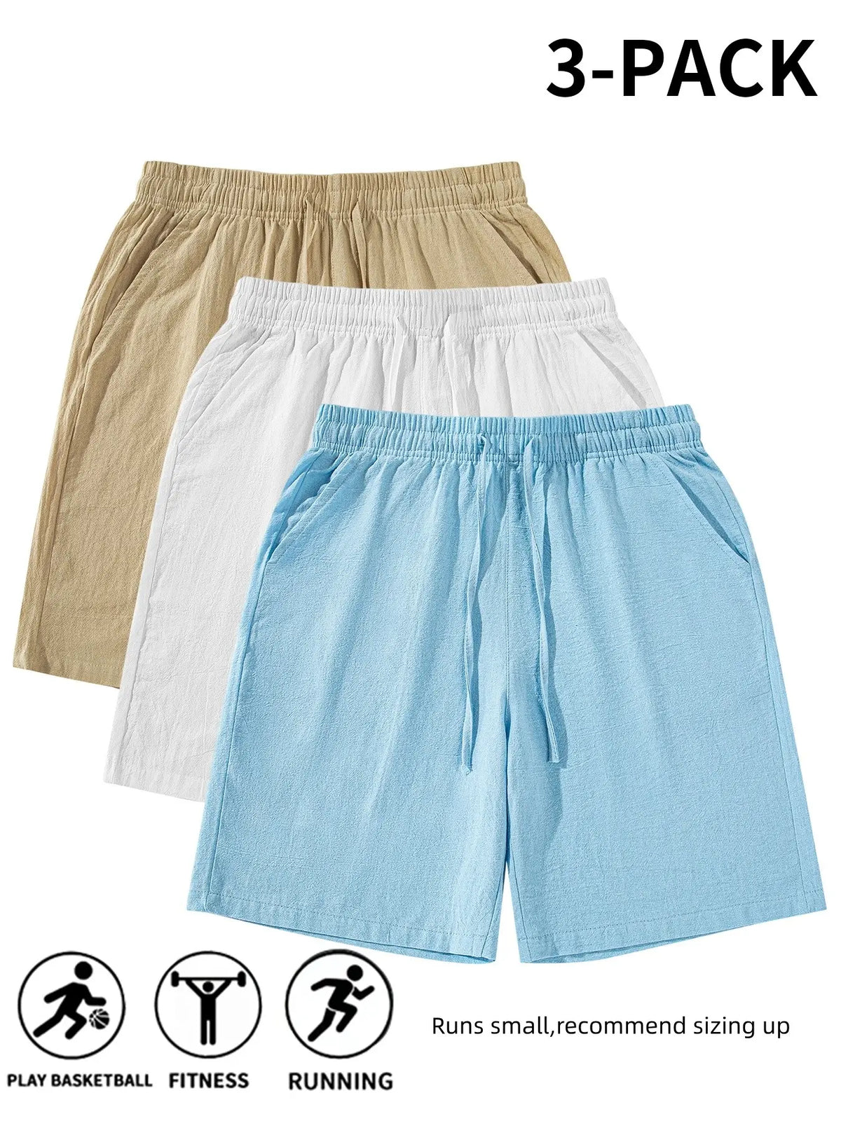 Men's Plain Linen Shorts, Casual Tropical Beach Shorts, Drawstring Waist Design, Summer Comfortable Bottoms, Breathable Comfy Shorts, Ideal for Daily Wear and Leisure Activities