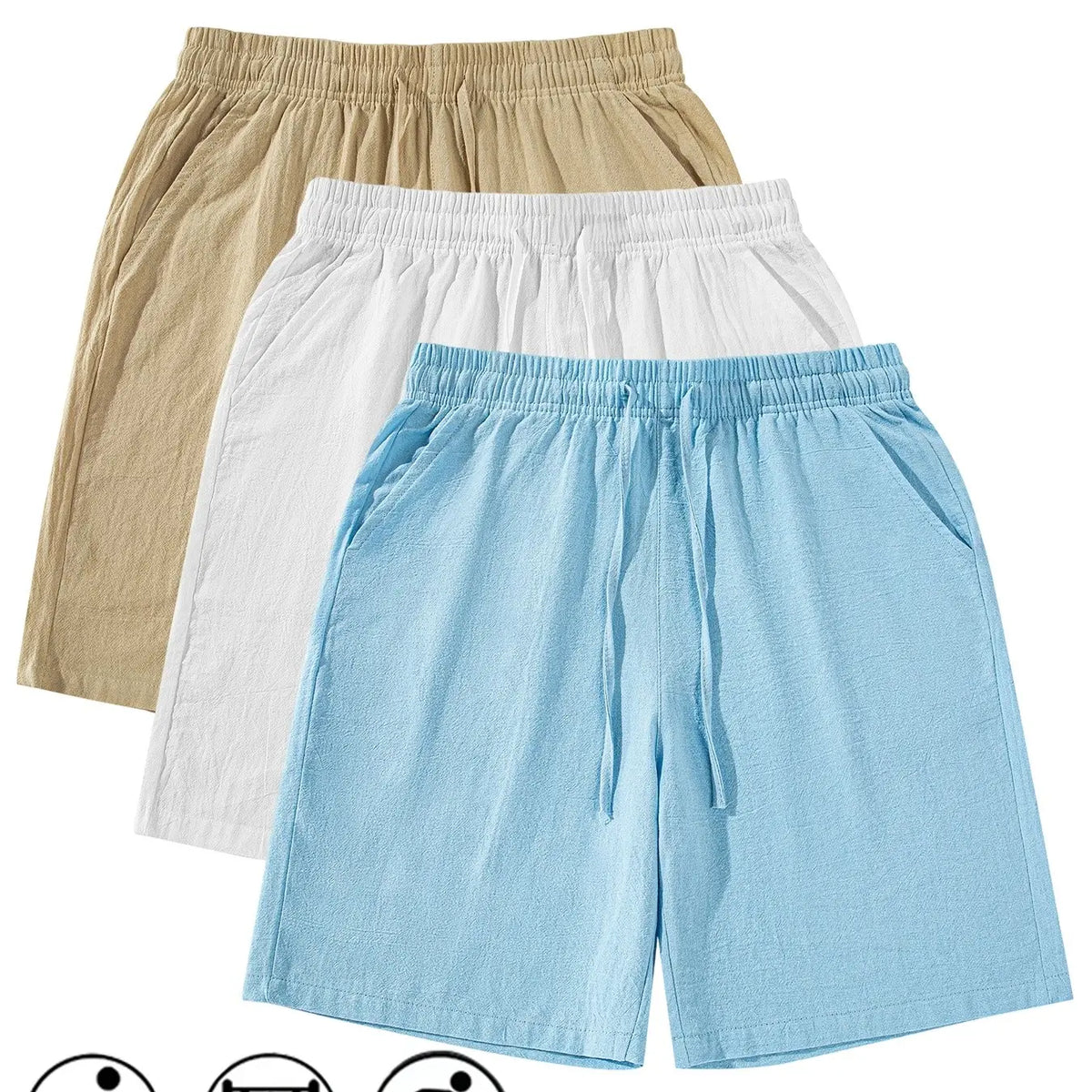 Men's Plain Linen Shorts, Casual Tropical Beach Shorts, Drawstring Waist Design, Summer Comfortable Bottoms, Breathable Comfy Shorts, Ideal for Daily Wear and Leisure Activities