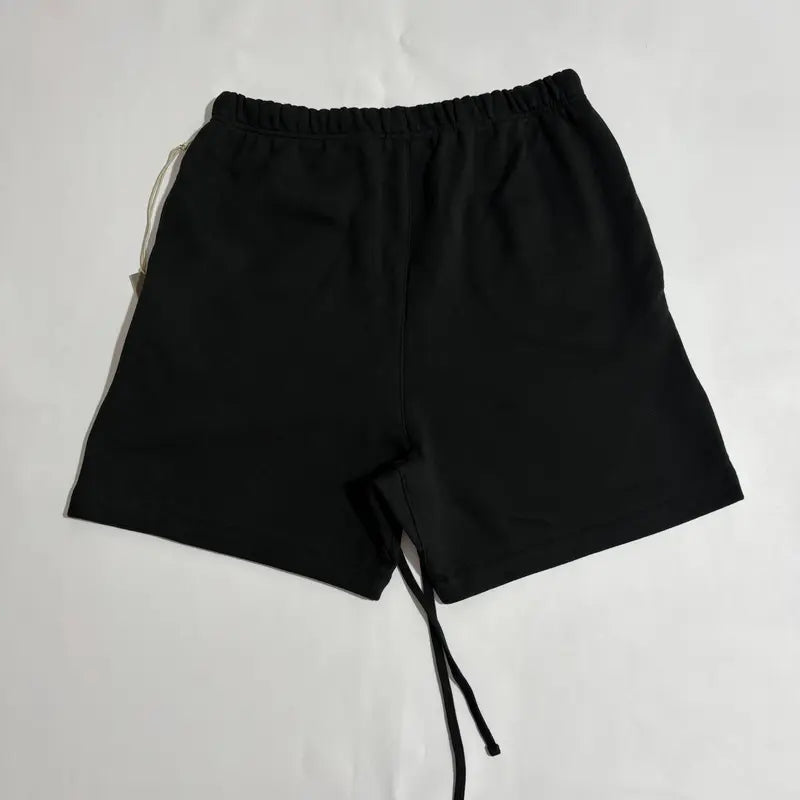 Men's Soft Stretch Vintage Archive Clothing Wide-Leg Drape Sweatshorts - 2022 Classic Black, Unisex, Relaxed Modern Boxy Cut, Clean Casual Streetwear Bottoms