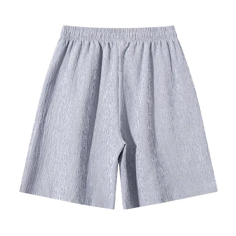 Men’s summer casual fashion pleated mid-length striped shorts, lightweight and breathable, with an adjustable drawstring; suitable for travel, beach, swimming pool, home, and everyday outdoor activities.