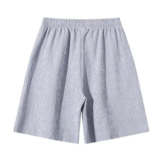 Men’s summer casual fashion pleated mid-length striped shorts, lightweight and breathable, with an adjustable drawstring; suitable for travel, beach, swimming pool, home, and everyday outdoor activities.