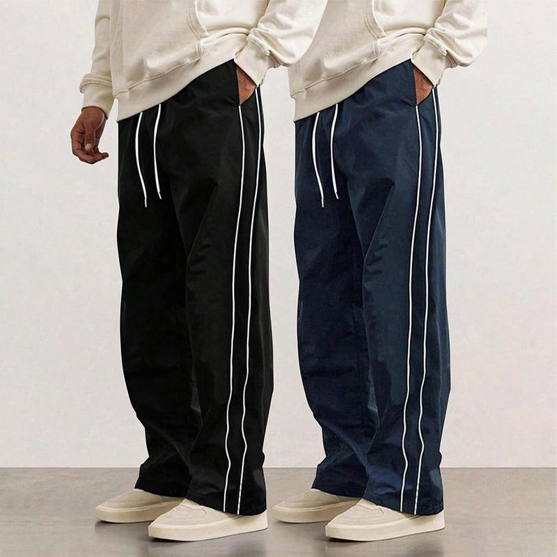 2 Piece Men's leisure Striped Pants Spring Autumn Trendy High Street Casual Loose summer Versatile Sports Trousers Men