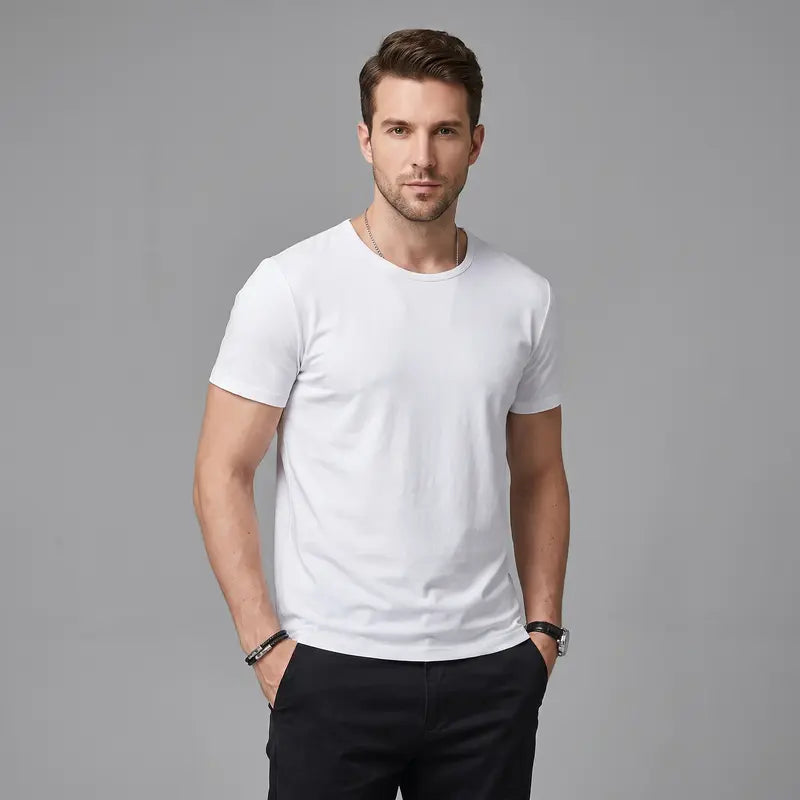 Men Vintage Rock Band‑Inspired Graphic Tee, Loose Relaxed Cut Breathable Cotton Short Sleeve T‑Shirt, Casual Streetwear Top For All‑Season Daily Wear