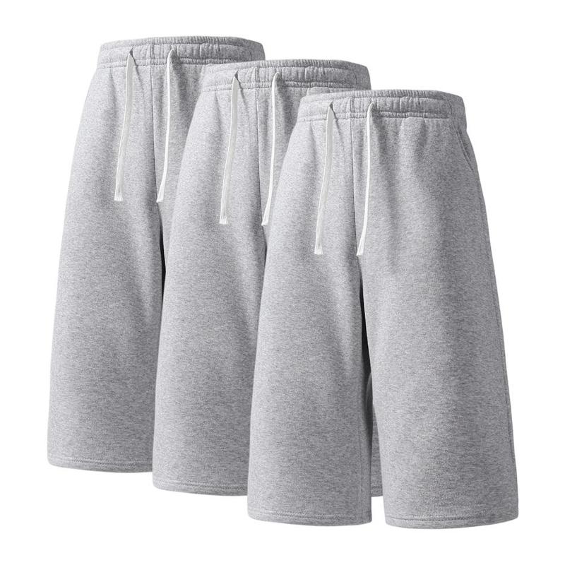 Men’s Preppy Fashion Knitting 3/4 Above-the-Knee Shorts - Mid Waist, Drawstring, Lightweight, Standard Fit Pants for Summer, 3-Pack or Single Item Options