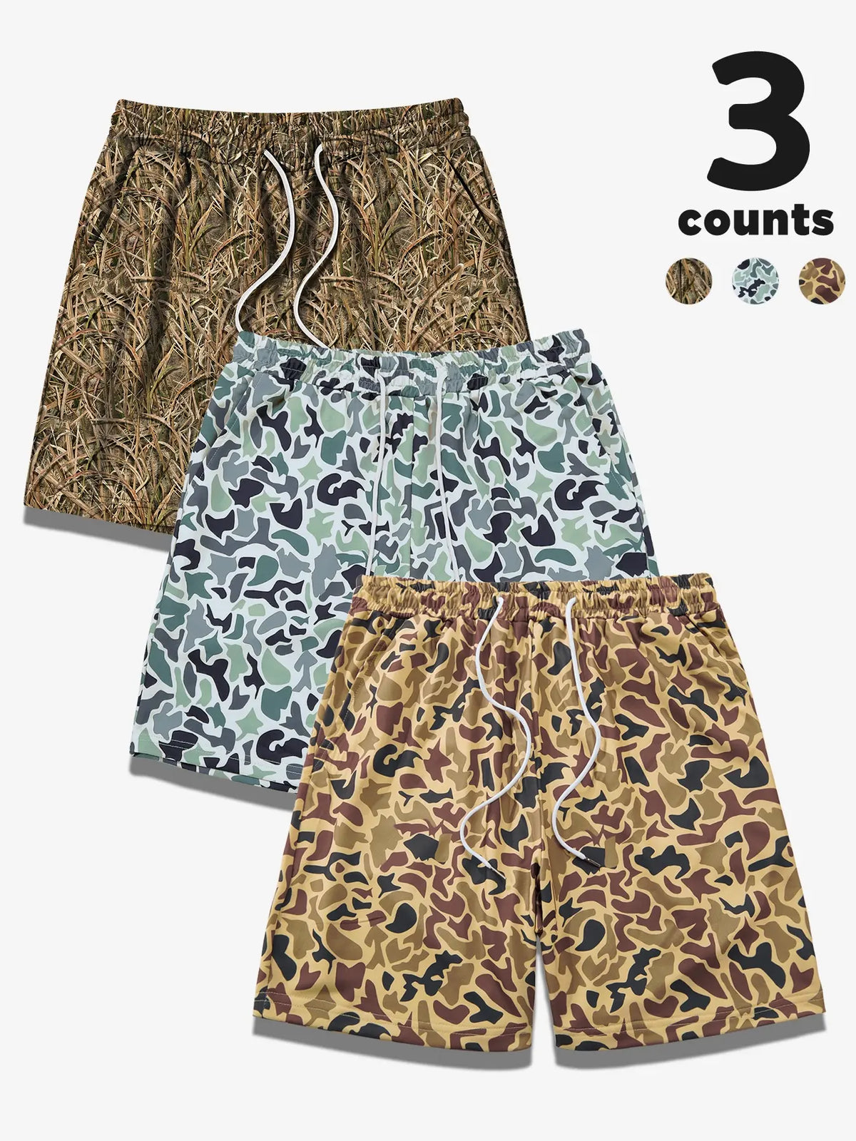 Men's Camo Print Shorts, Regular Fit Casual Street Shorts for Summer, Men's Bottoms for Daily Wear, Casual Streetwear Shorts, Camouflage Streetwear Shorts