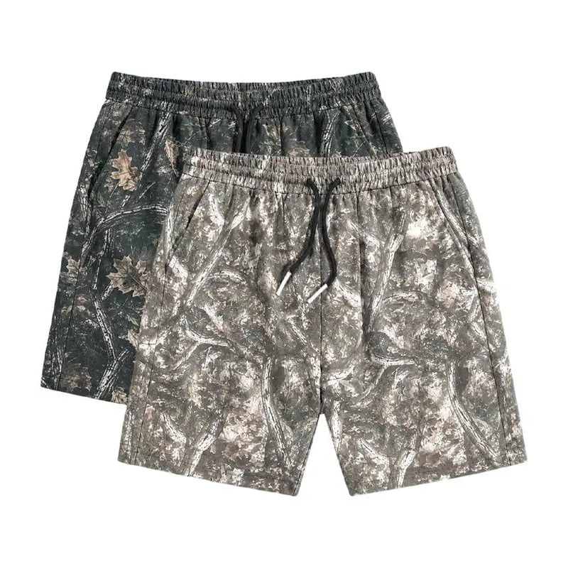 Men's H-Type Woven Casual Straight Shorts - Bold Digital Art Print, Stylish Street-Style Design, Elastic Waistband with Drawstring, Elastic Waist Moves with You, Summer-Ready Menswear