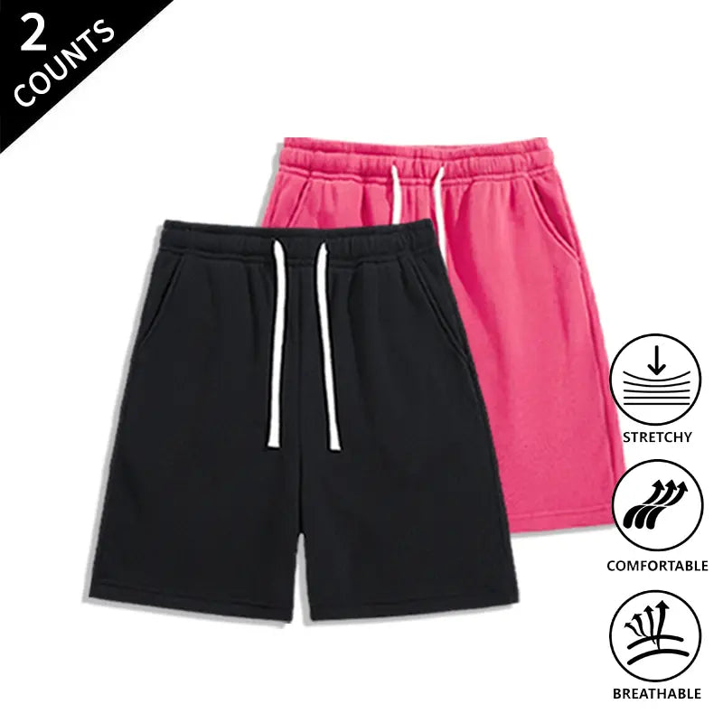 Summer Wins Menswear Men’s 2-Pack Pocketed Casual Shorts - Breathable Cool Men’s Shorts with Stretch Fabric That Moves With You, Elastic Waist for Relaxed Weekends & All-Day Comfort, Casual Shorts For Relaxed Weekends