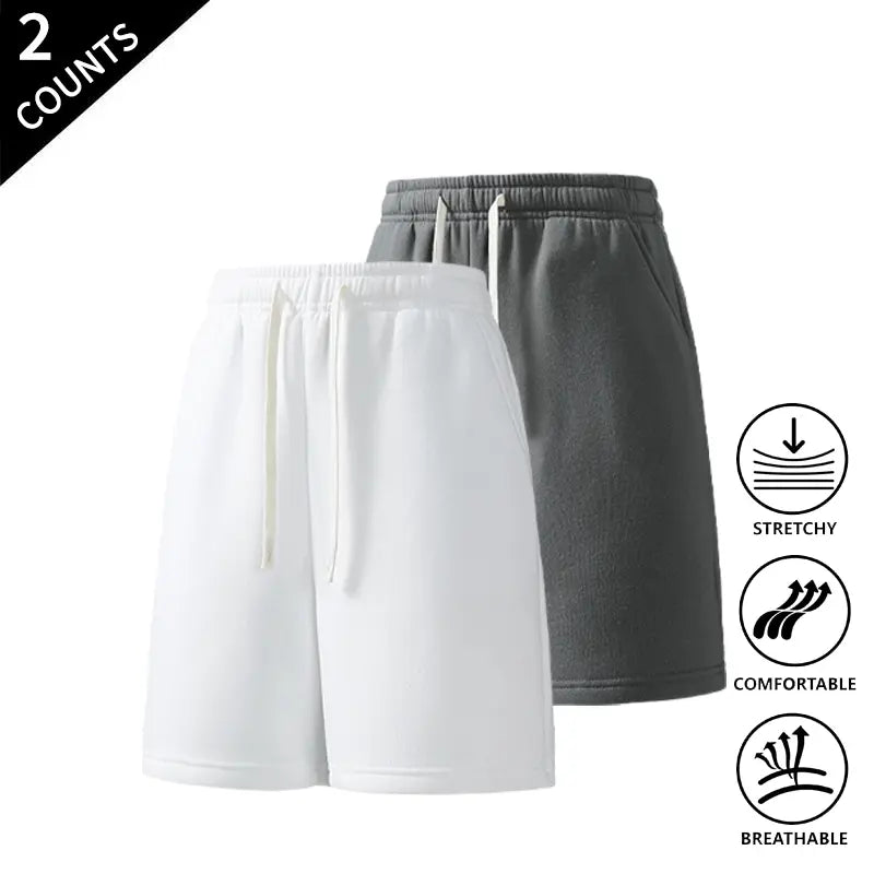 2-Pack Men’s Casual Sweat Shorts, Elastic Drawstring Waist, Comfortable Loose Fit Lounge & Streetwear Shorts for Everyday Wear