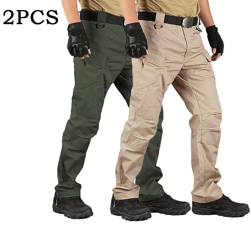 HOMUG Men's 2-Pack Lightweight Cargo Pants – Sturdy and durable, featuring large-capacity zippered pockets and straight leg openings. Available in multiple colors, they are ideal for spring and summer wear.