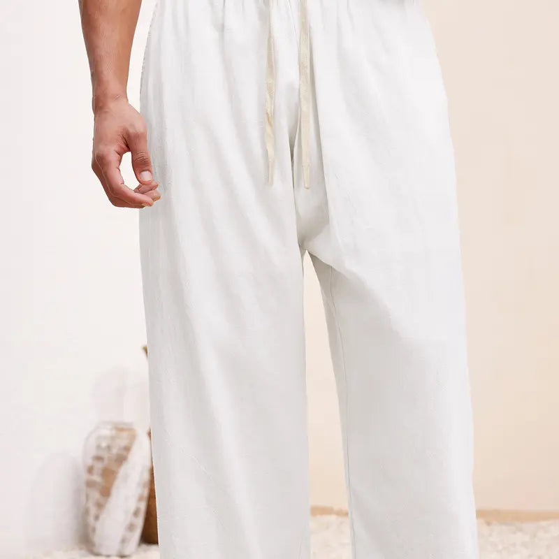 DealsForYouDays Beach Outfits Vacation Basic Woven Casual Surfing Seaside Beach Fit Linen Pants Beachwear